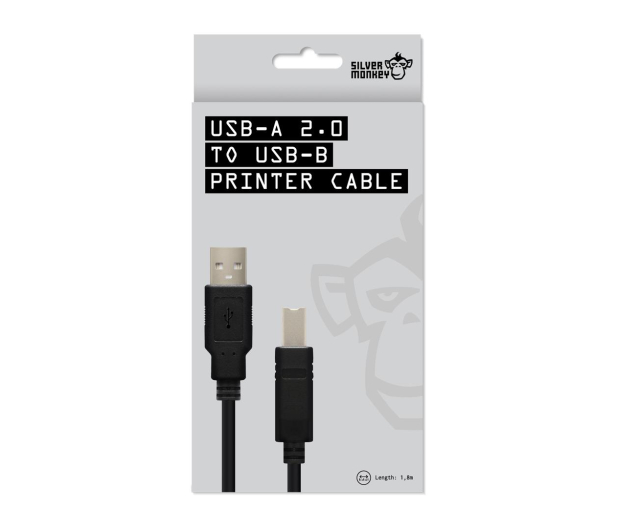 SILVER MONKEY Kabel do drukarki USB 2.0 - USB-B 1,8m UAB-018SM - 461253 - zdjęcie 2